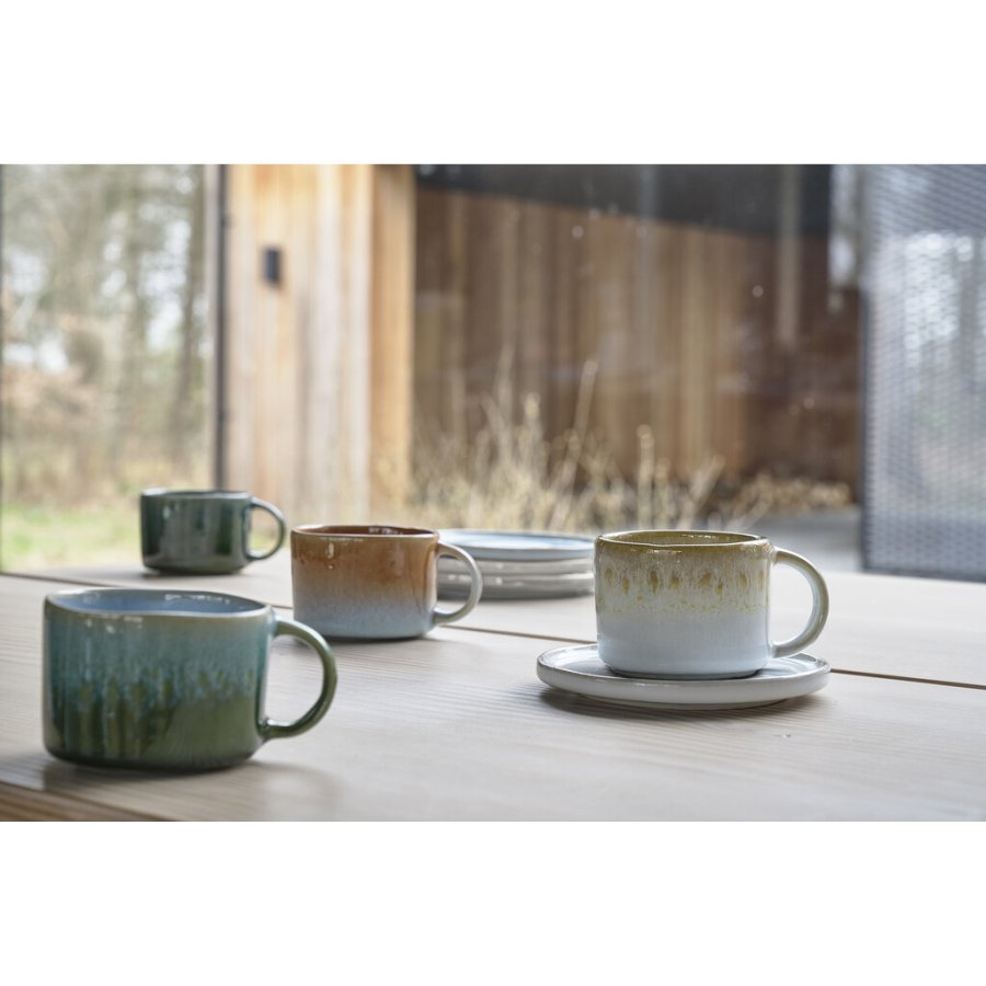 Villa Collection Styles Espressotasse 2er Set 8 cl, Blau/Amber