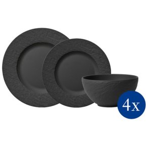 Villeroy & Boch Manufacture Rock Middagssæt 12 stk, Sort
