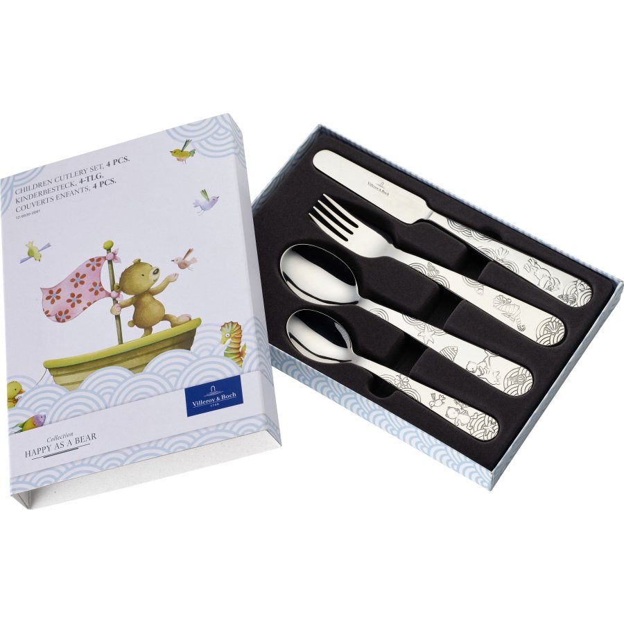 Villeroy & Boch Kiddy Bears B�rnebestik 4 Dele, Delfiner/Rustfrit St�l
