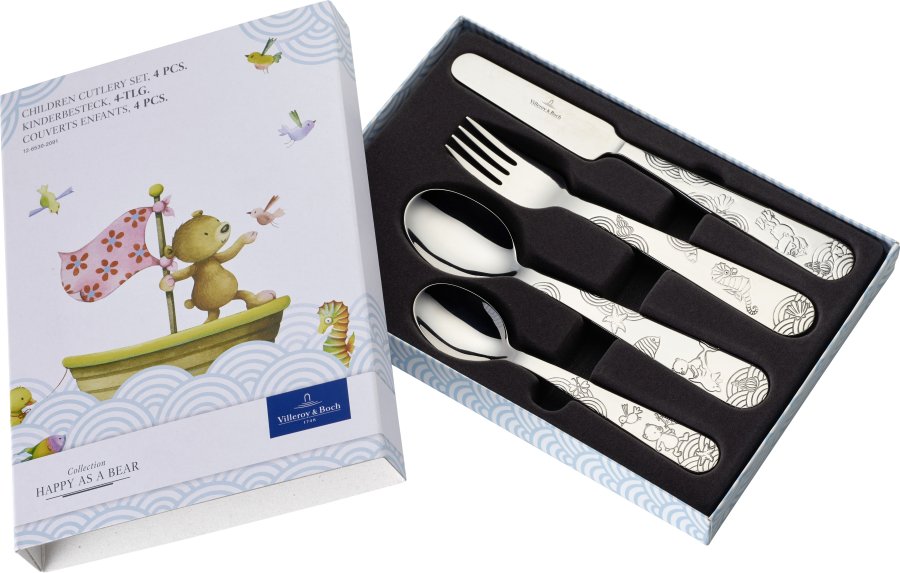 Villeroy & Boch Kiddy Bears B�rnebestik 4 Dele, Delfiner/Rustfrit St�l