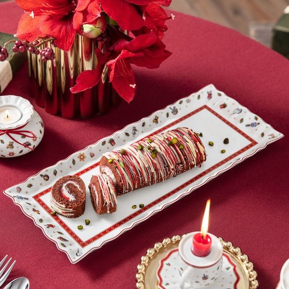 Villeroy & Boch Toy's Delight Serveringsfad 16x39 cm, Hvid/Rd