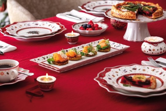 Villeroy & Boch Toy's Delight Serveringsfad 16x39 cm, Hvid/Rd