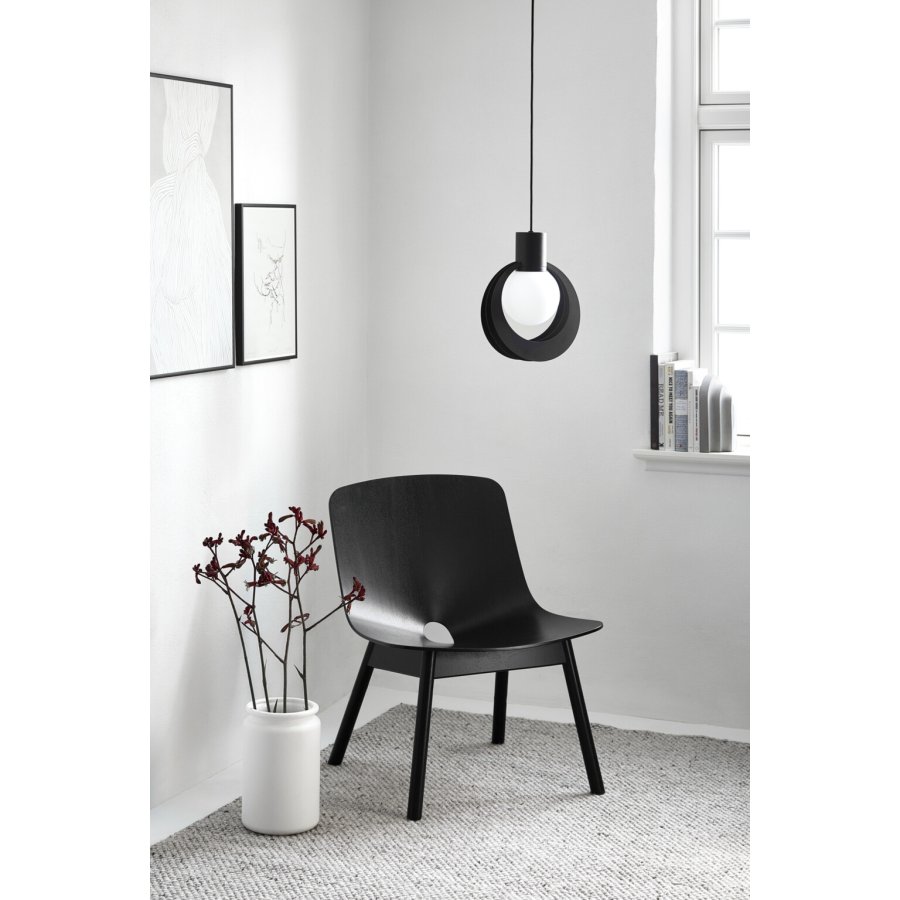 WOUD Lunar Pendelleuchte 26 cm, Schwarz/Opalglas