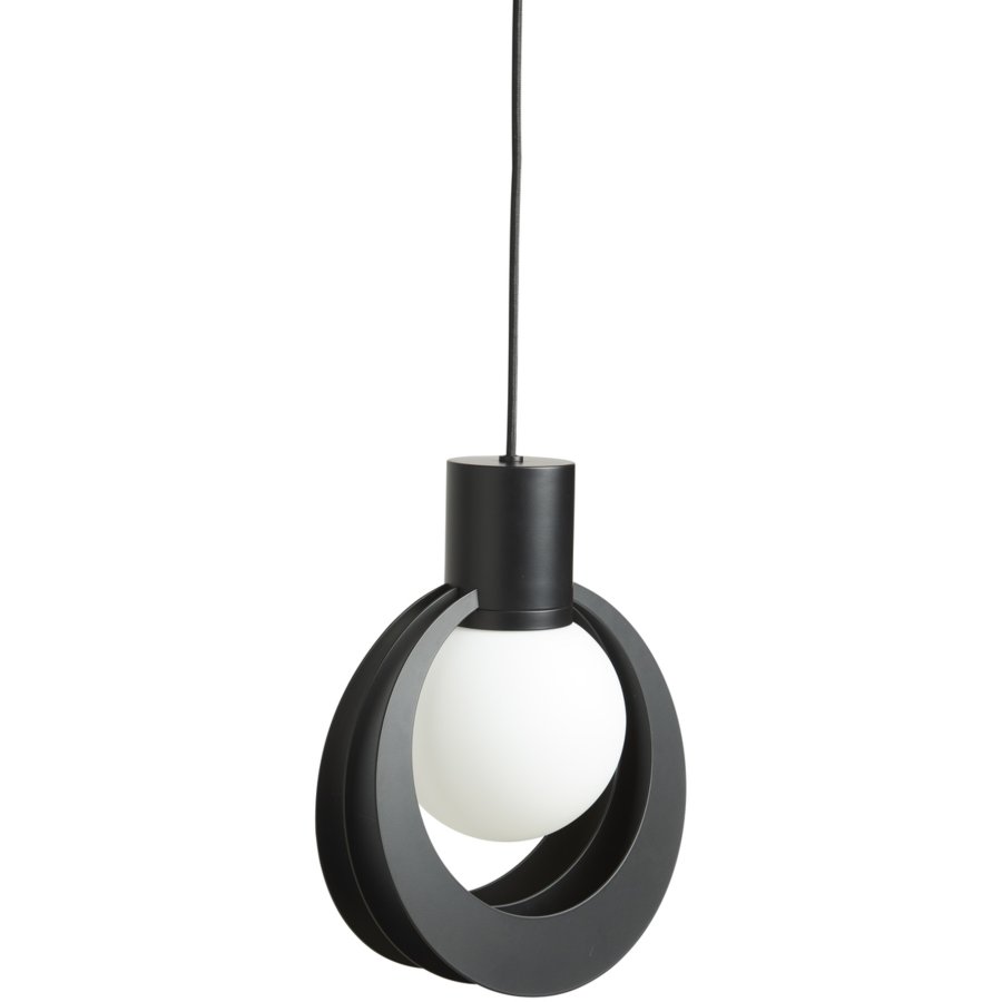 WOUD Lunar Pendelleuchte 26 cm, Schwarz/Opalglas