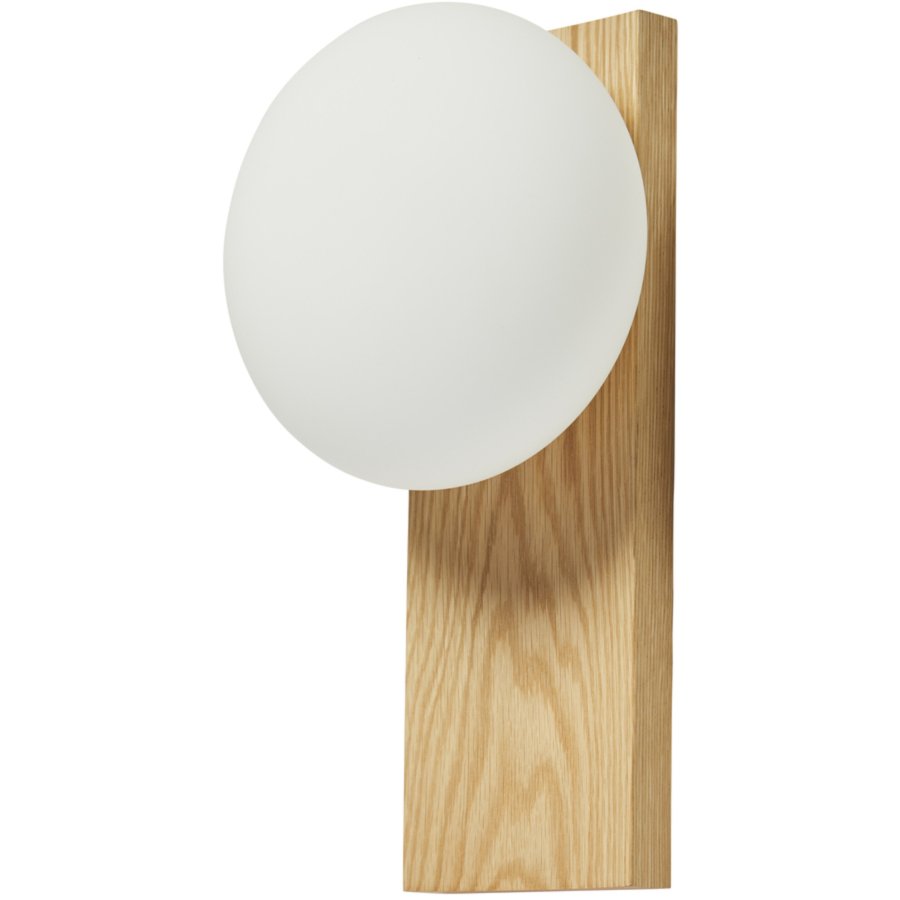 WOUD Dew Tisch- und Wandlampe 34 cm, Opal/Eiche