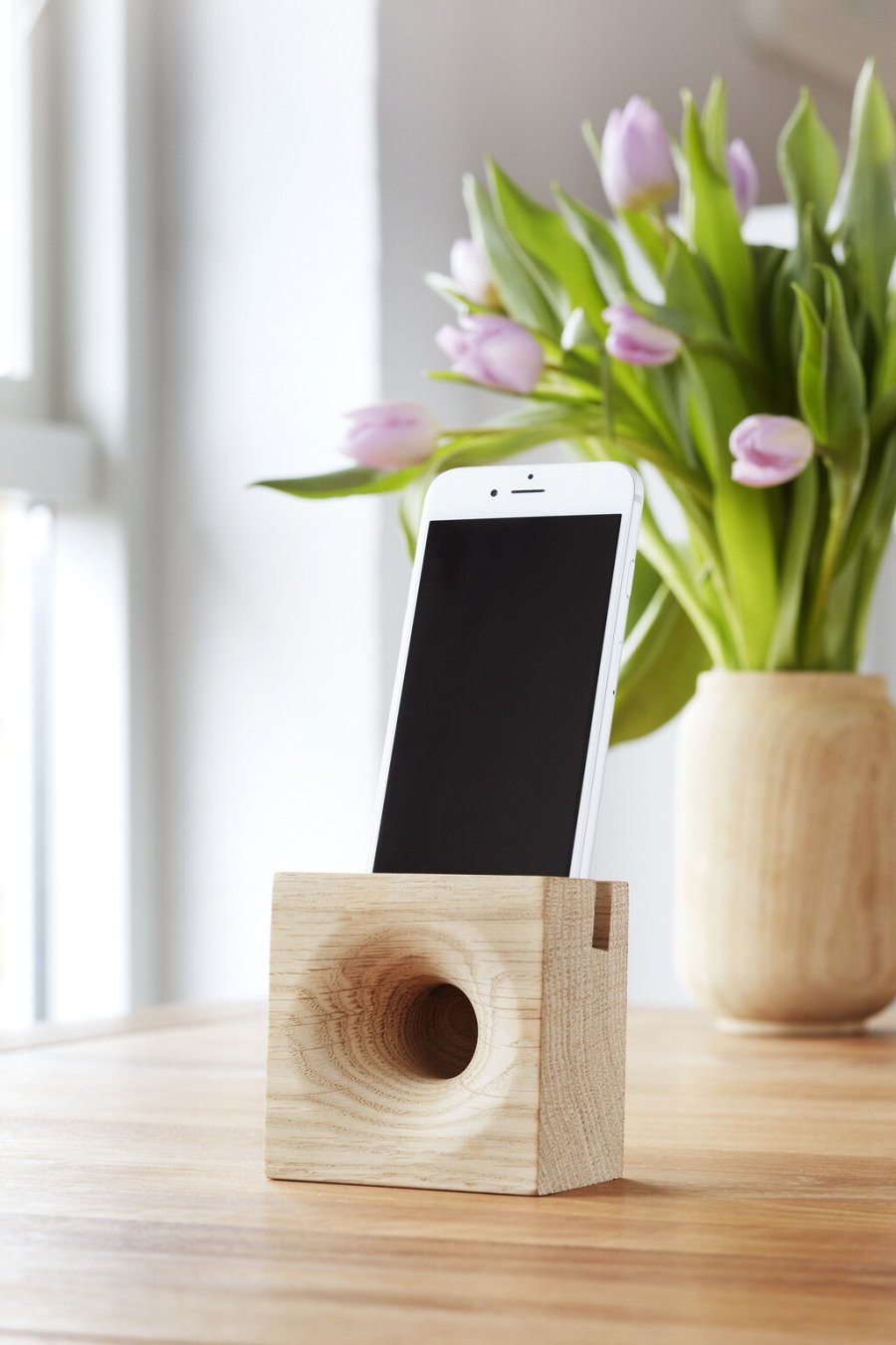 We Do Wood Sono Ambra Smartphone Lautsprecher 8 cm, Eiche wei gebeizt