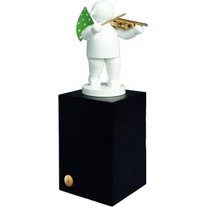 Wendt & K&uuml;hn White Timbre Engel m. Violin P� Sokkel, Hvid