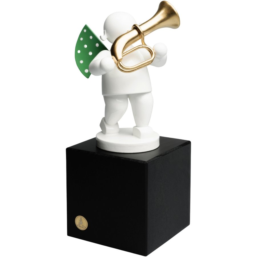 Wendt & K&uuml;hn White Timbre Engel m. Tuba P� Sokkel, Hvid