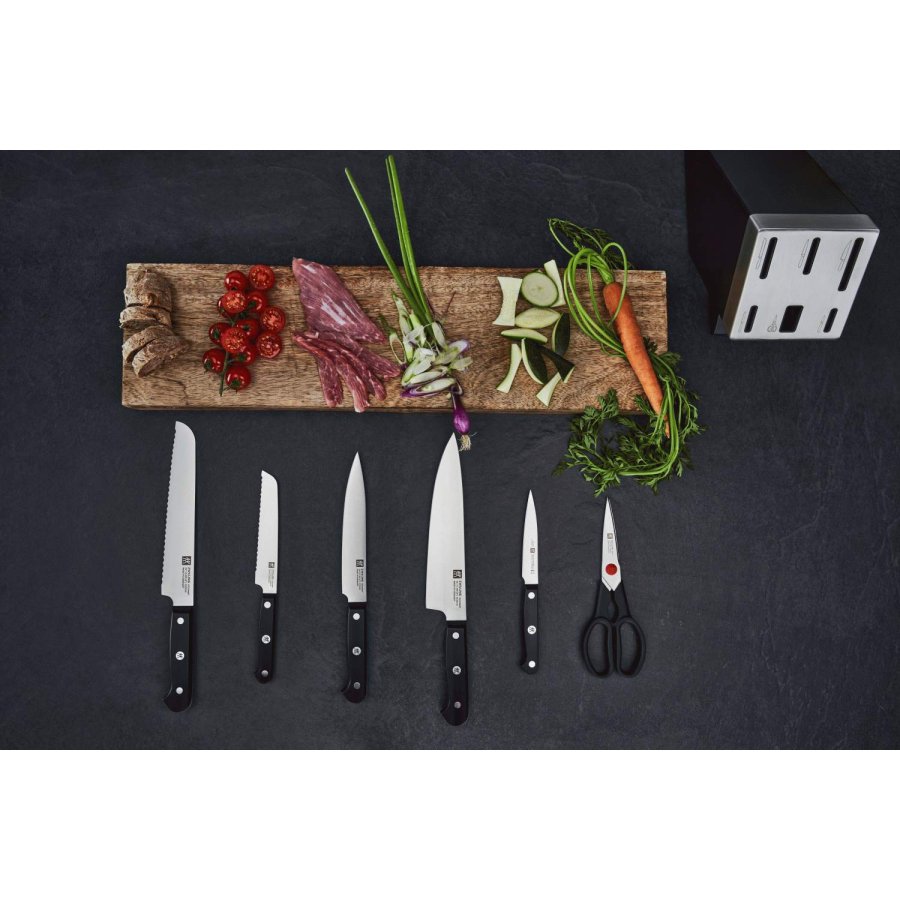 Zwilling Gourmet Messerset mit Selbstschrfender Messerblock 7-teilig, Schwarz