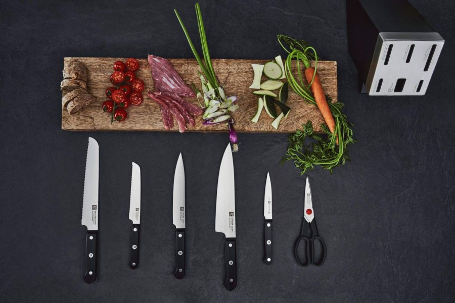 Zwilling Gourmet Messerset mit Selbstschrfender Messerblock 7-teilig, Schwarz