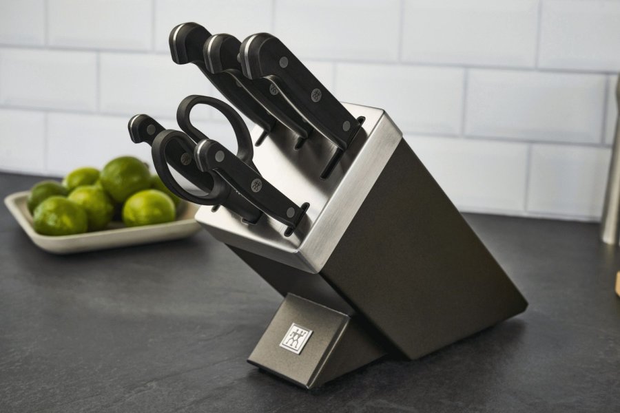 Zwilling Gourmet Messerset mit Selbstschrfender Messerblock 7-teilig, Grau