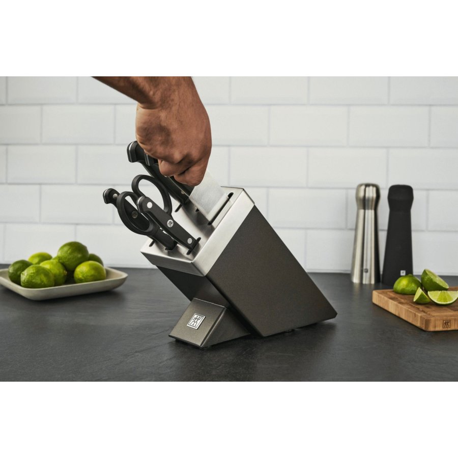 Zwilling Gourmet Messerset mit Selbstschrfender Messerblock 7-teilig, Grau