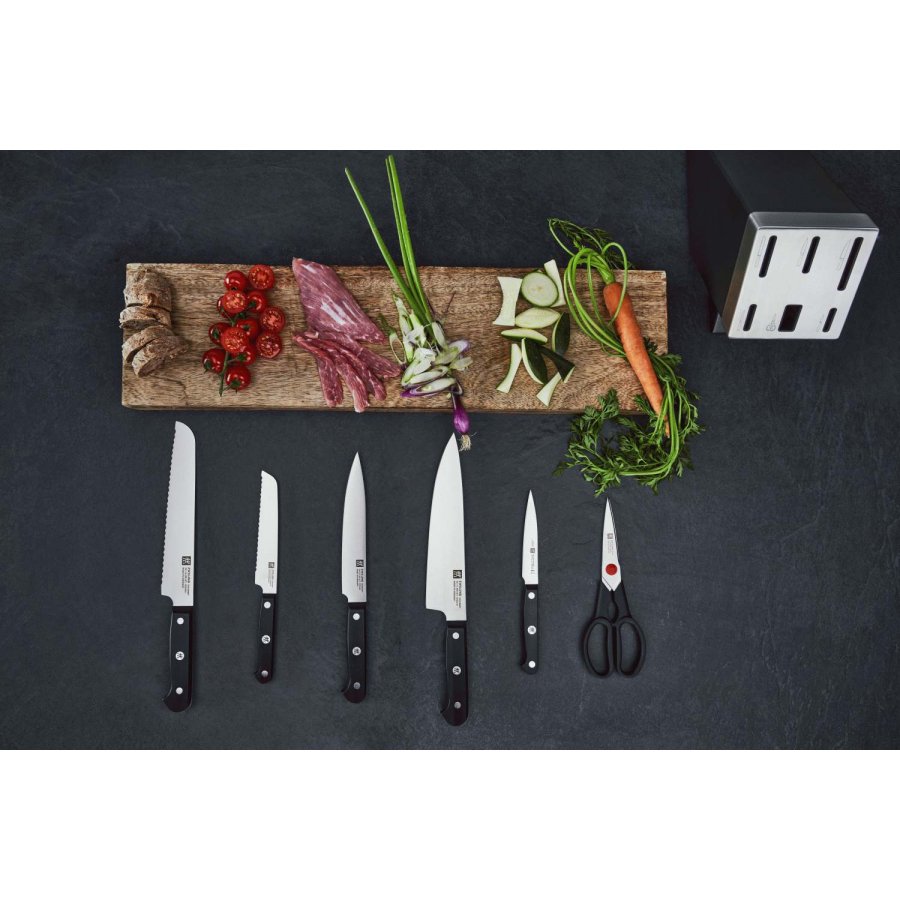 Zwilling Gourmet Messerset mit Selbstschrfender Messerblock 7-teilig, Grau