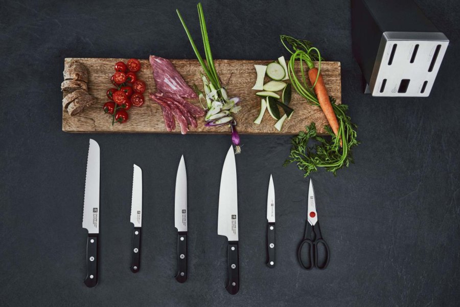 Zwilling Gourmet Messerset mit Selbstschrfender Messerblock 7-teilig, Grau