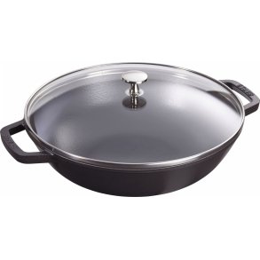 Staub Wokpfanne mit Glasdeckel 30 cm, Schwarz