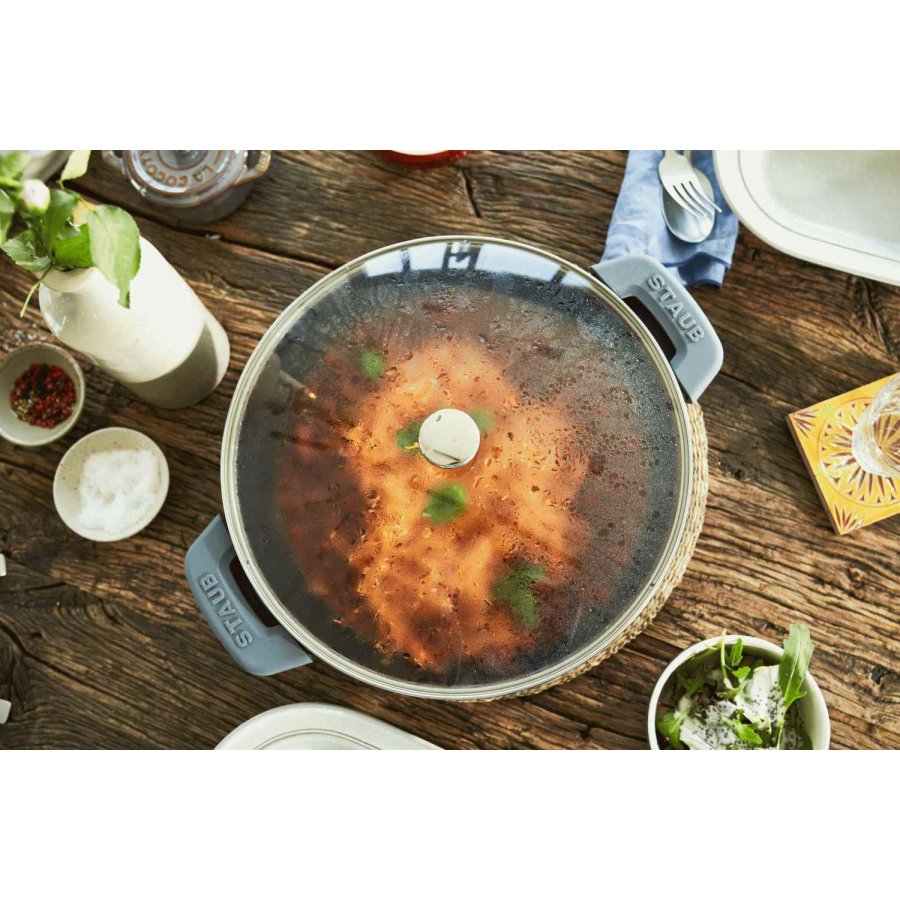 Staub Wokpfanne mit Glasdeckel 30 cm, Schwarz