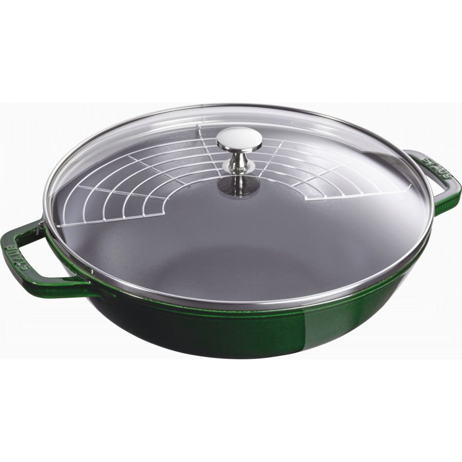 Staub Wokpfanne mit Glasdeckel 30 cm, Basilikum