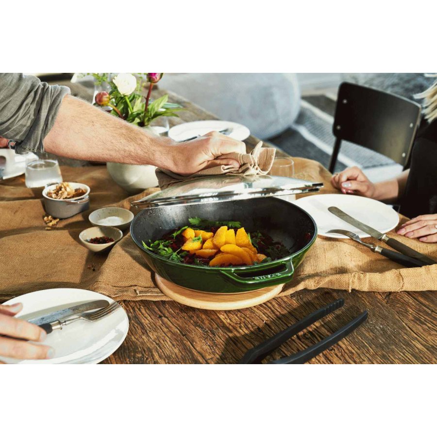 Staub Wokpfanne mit Glasdeckel 30 cm, Basilikum