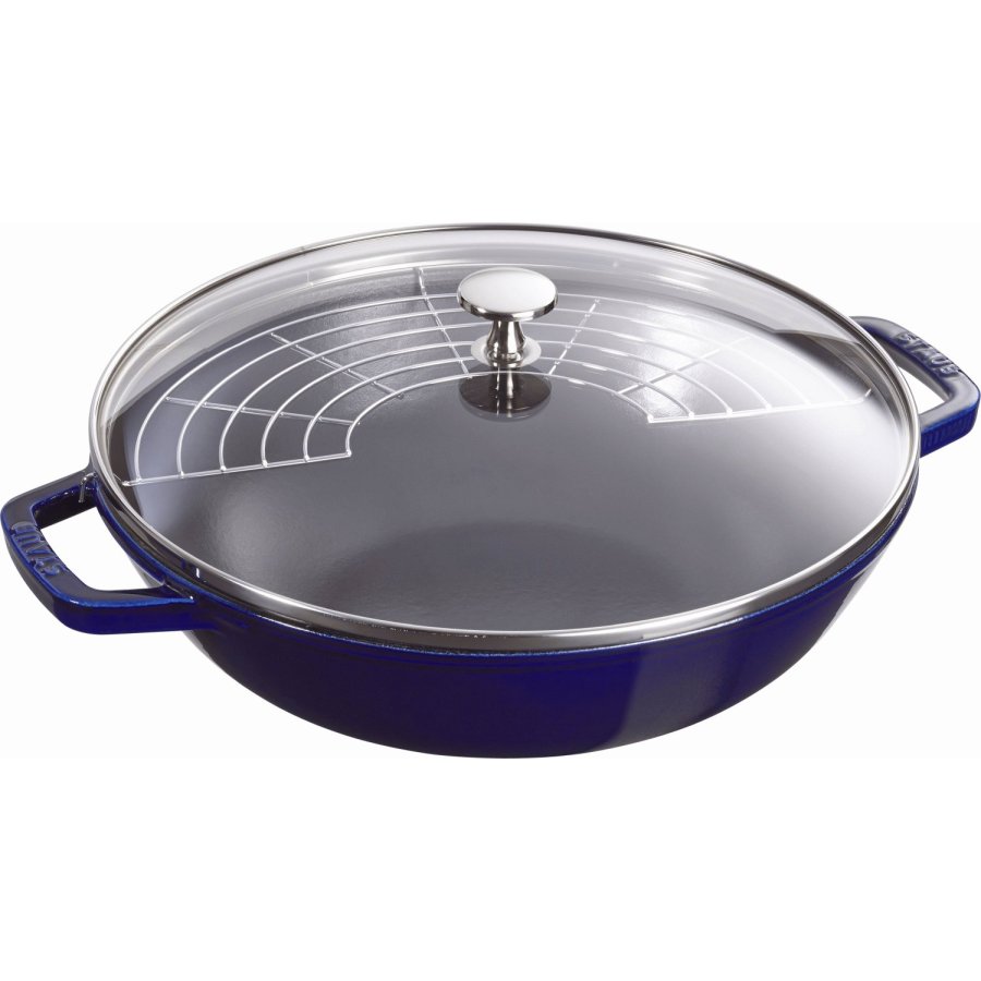 Staub Wokpfanne mit Glasdeckel 30 cm, Dunkelblau