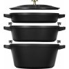 Staub Grydest 3 Dele 24 cm, Sort