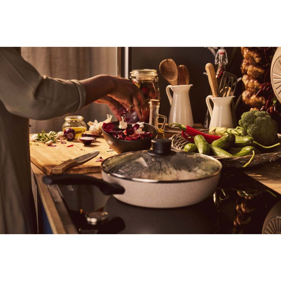 BALLARINI Ledro Schmorpfanne mit Deckel 28 cm, Beige