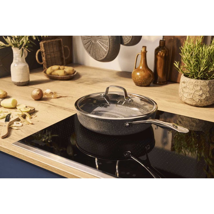 BALLARINI Salina Ceramic Schmorpfanne mit Deckel 28 cm, Stone Grey