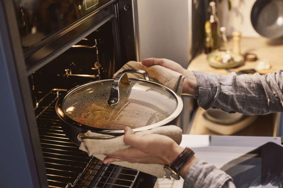 BALLARINI Salina Ceramic Servierpfanne mit Deckel 28 cm, Stone Grey