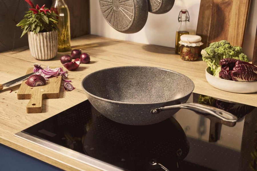 BALLARINI Salina Ceramic Wokpfanne 30 cm, Stone Grey