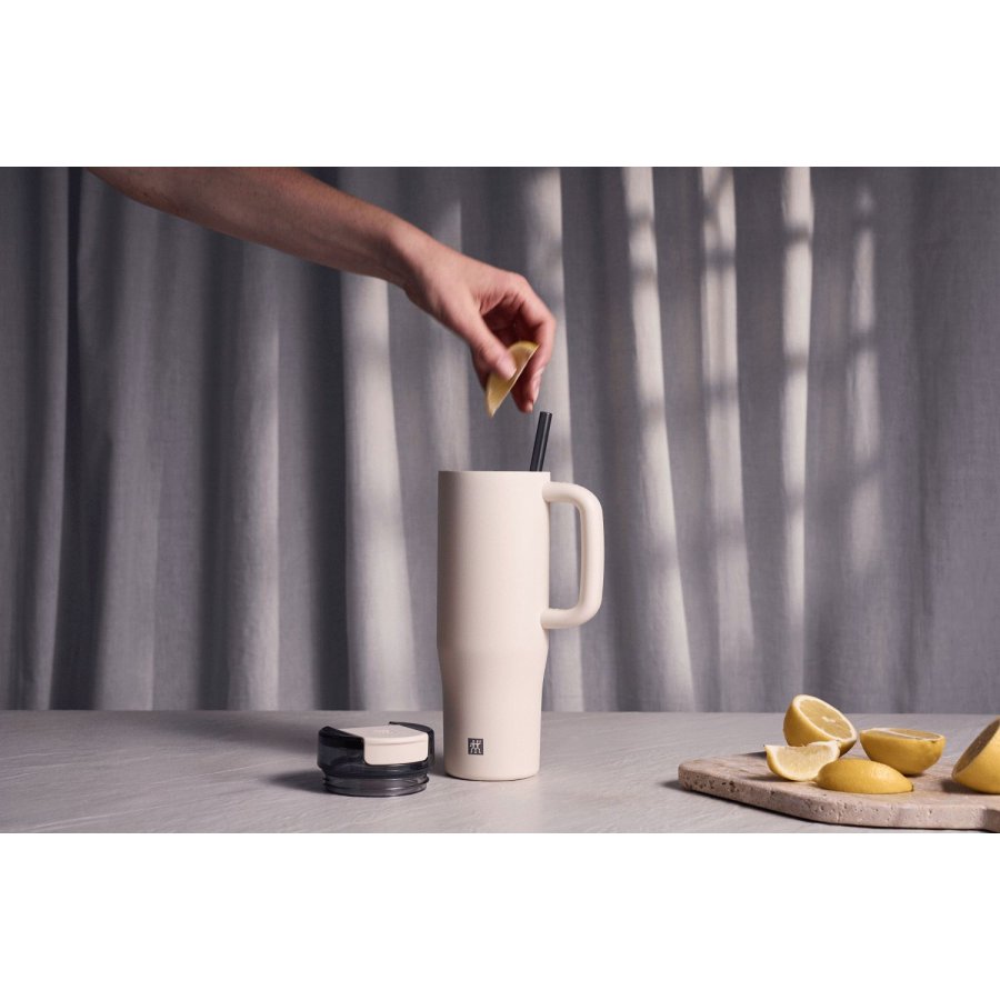 Zwilling Thermo Plus Thermobecher mit Strohhalm 0,9 L, Creme