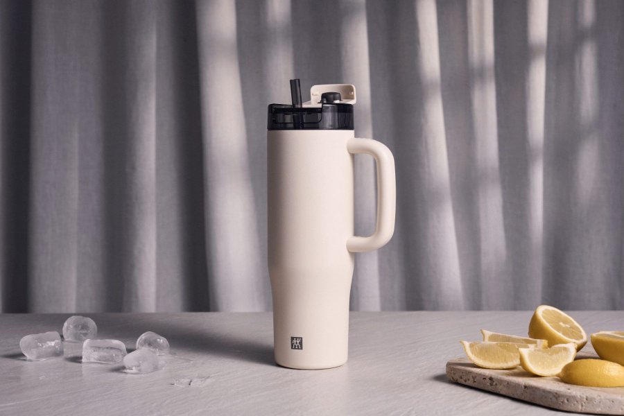 Zwilling Thermo Plus Thermobecher mit Strohhalm 0,9 L, Creme
