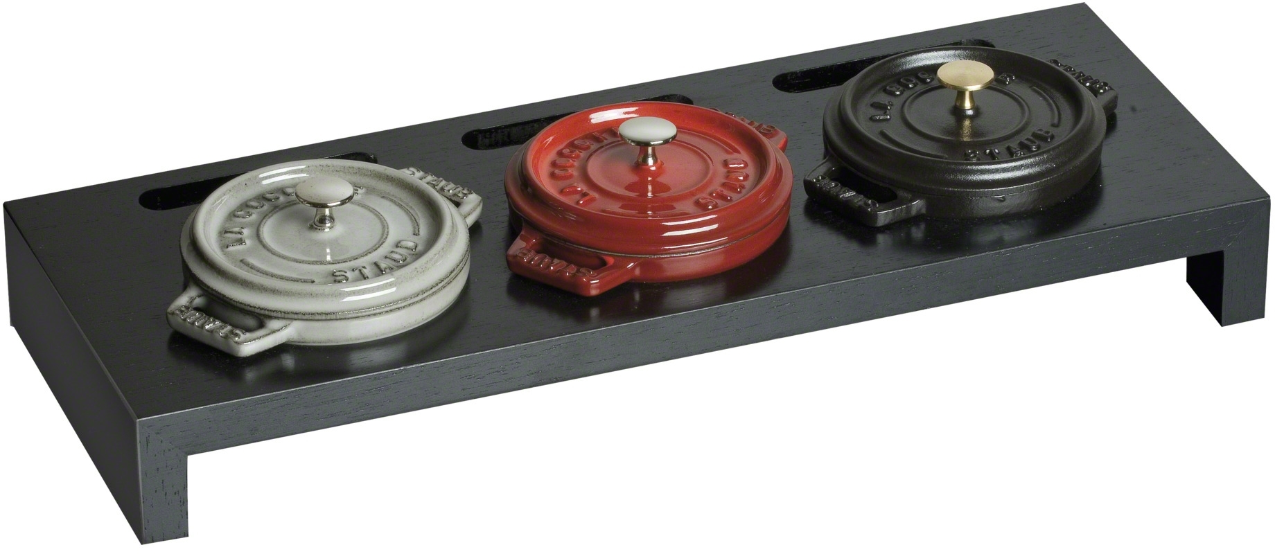 Staub Sort Holder til 3 mini Cocotter. Div. Køkkenartikler Hjem.dk