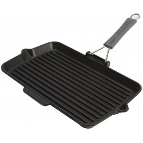 Staub Grill Pande m. Foldeh�ndtag 34x21 cm, Sort