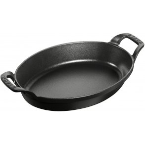 Staub Ovalt Støbejernsfad 24 cm, Sort