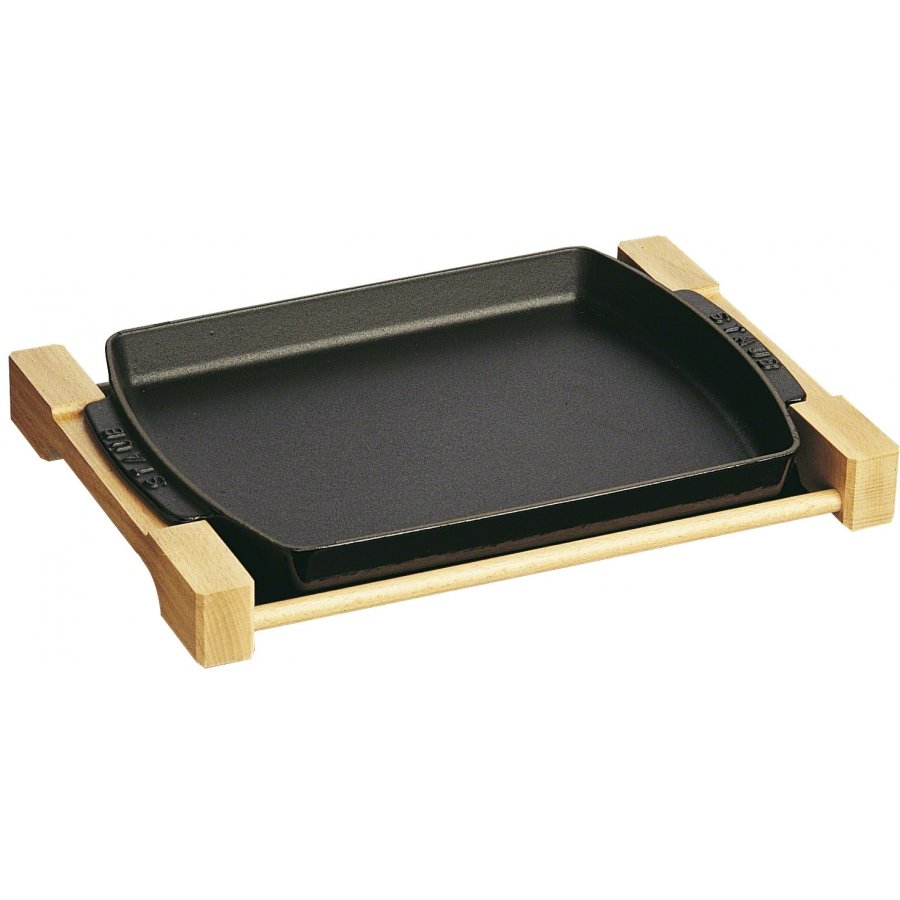 Staub Fad m. Trholder 33x23 cm, Sort