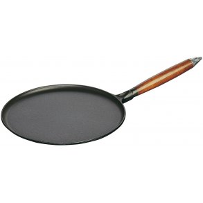Staub Pfannkuchenpfanne mit Holzgriff 28 cm, Schwarz