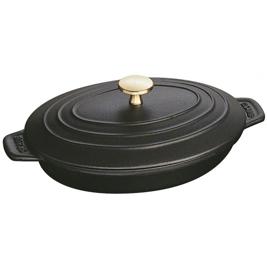 Staub Ovale Auflaufform mit Deckel Gusseisen 23x17 cm, Schwarz