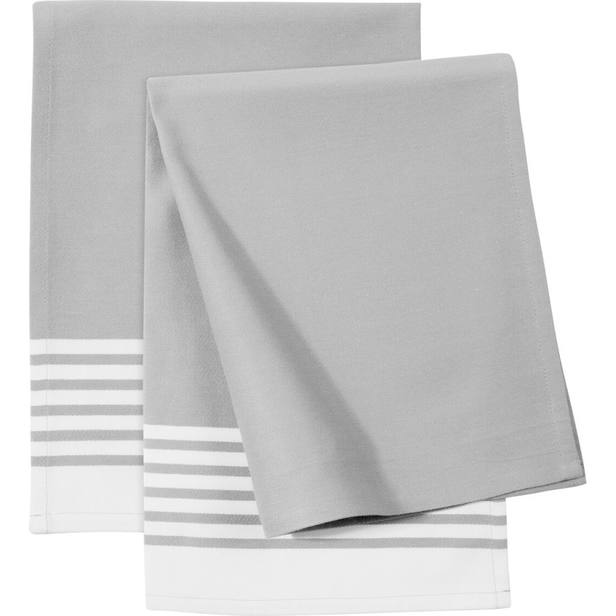 Zwilling Geschirrtuch 2er Set 50x70 cm, Gestreift Grau