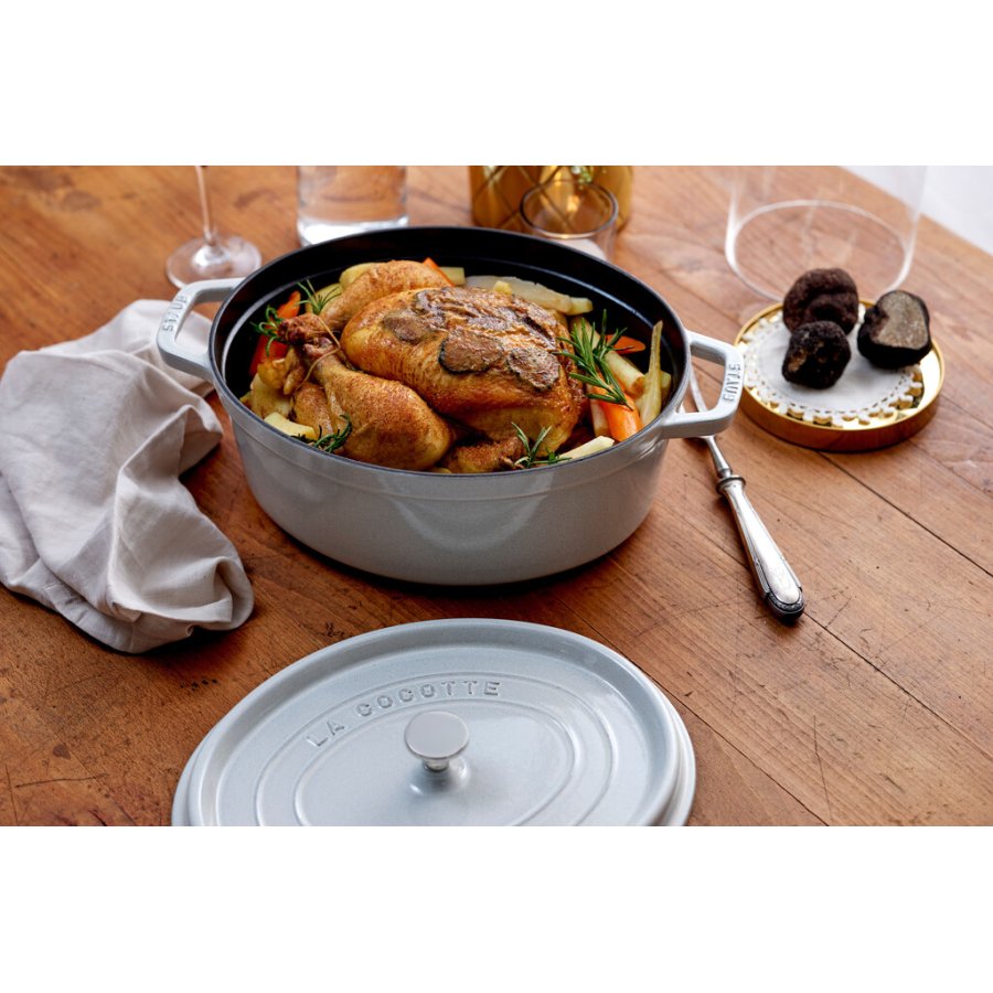 Staub La Cocotte Brter aus Gusseisen 37 cm/8 L, Weier Trffel