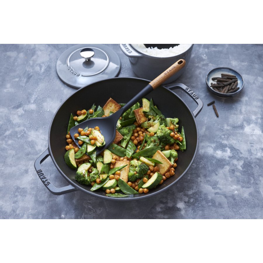 Staub Specialties Wok mit Glasdeckel 30 cm, Graphitgrau