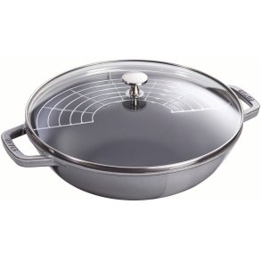 Staub Specialties Wok mit Glasdeckel 30 cm, Graphitgrau