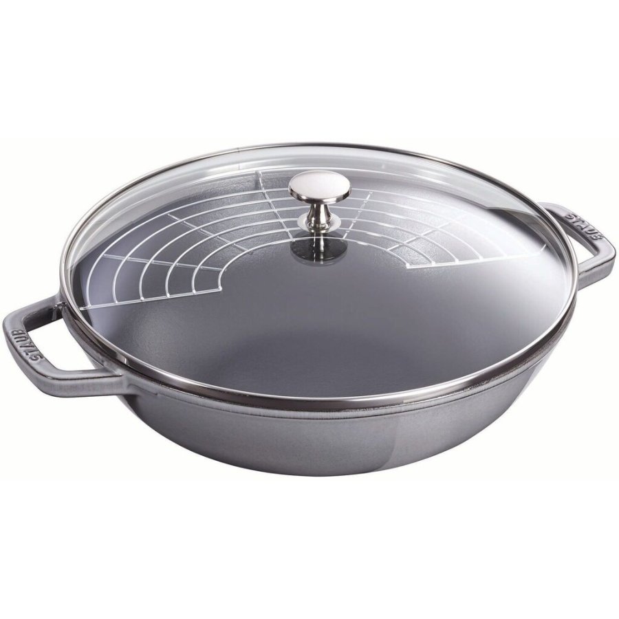 Staub Specialties Wok mit Glasdeckel 30 cm, Graphitgrau