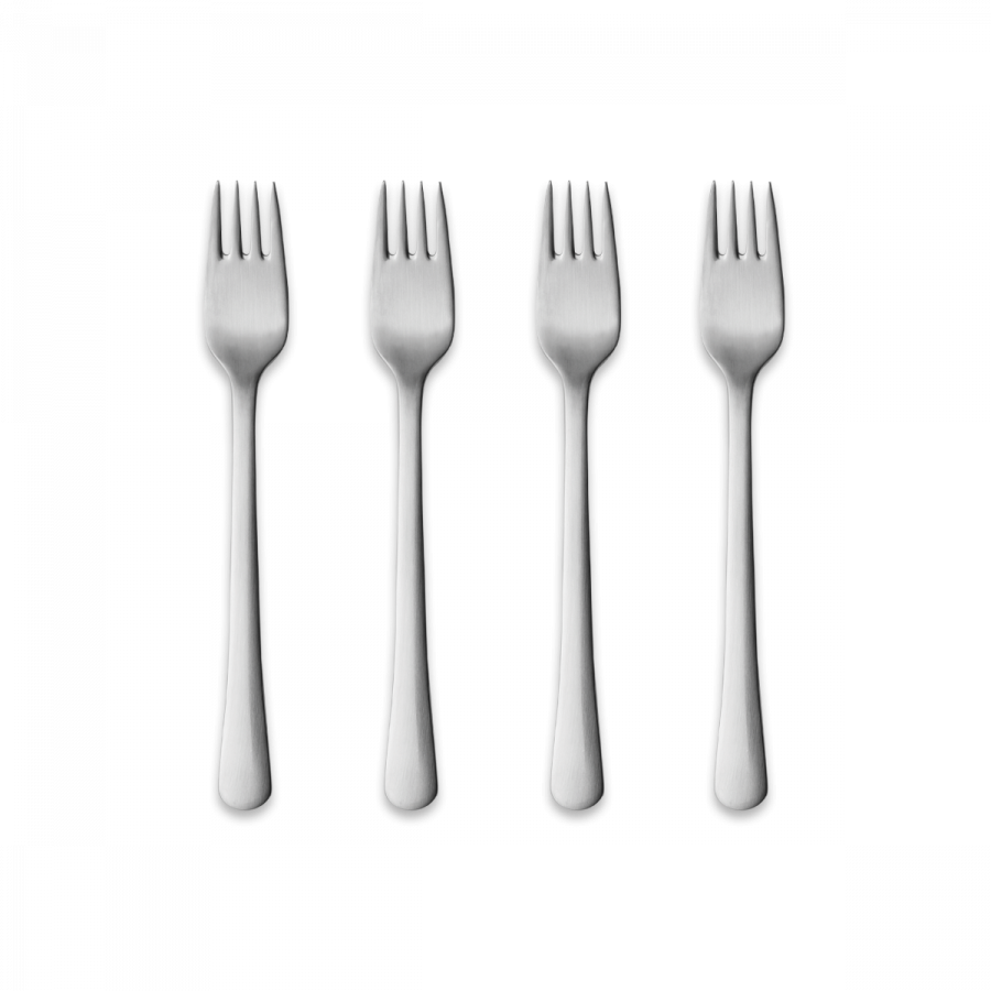 Georg Jensen Copenhagen Kuchengabeln 4er Set, Stahl Matt