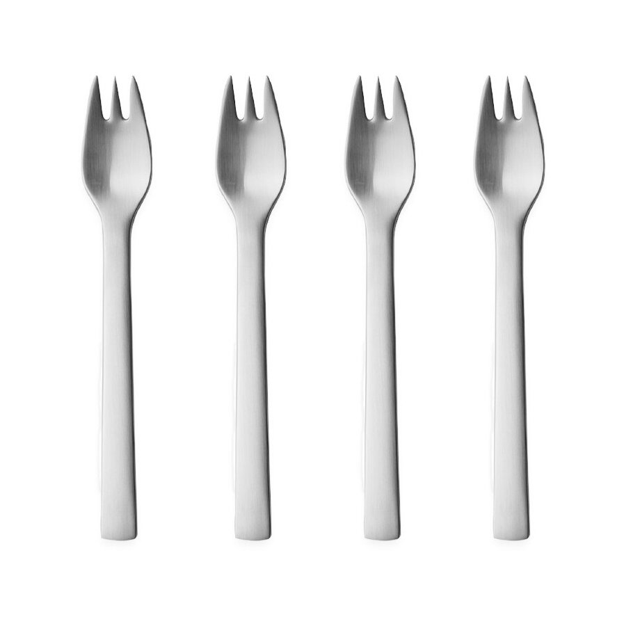 Georg Jensen New York Kuchengabeln 4er Set, Stahl Matt