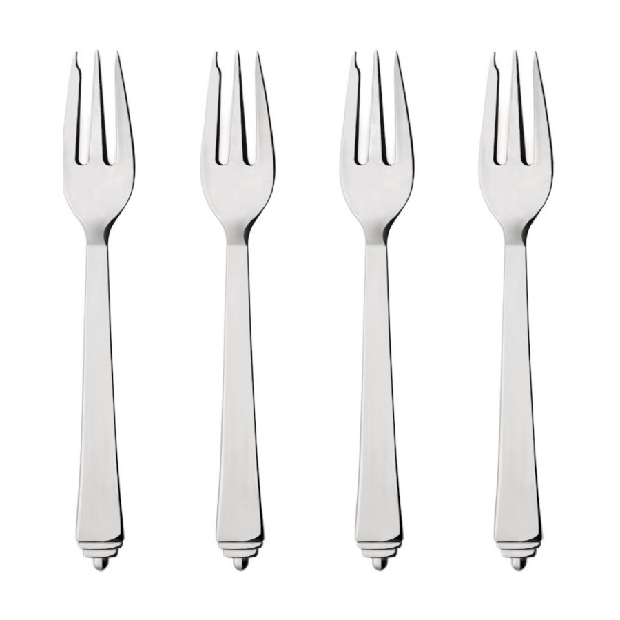 Georg Jensen Pyramide Kuchengabeln 4er Set, Stahl glänzend