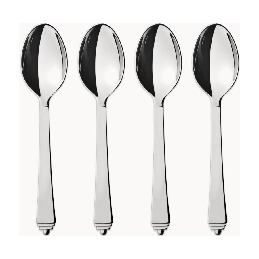 Georg Jensen Pyramide Dessertlöffel 4er Set, Stahl glänzend