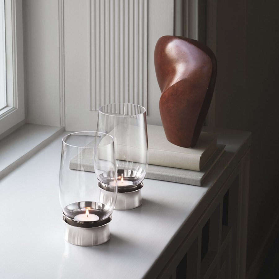 Georg Jensen Lumis Hurricane Lysestage Mellem, Stål/Glas