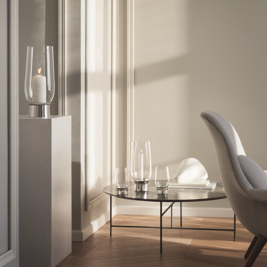 Georg Jensen Lumis Hurricane Lysestage Stor, Stl/Glas