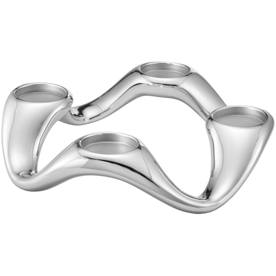 Georg Jensen Cobra Runder Kerzenständer, Stahl glänzend