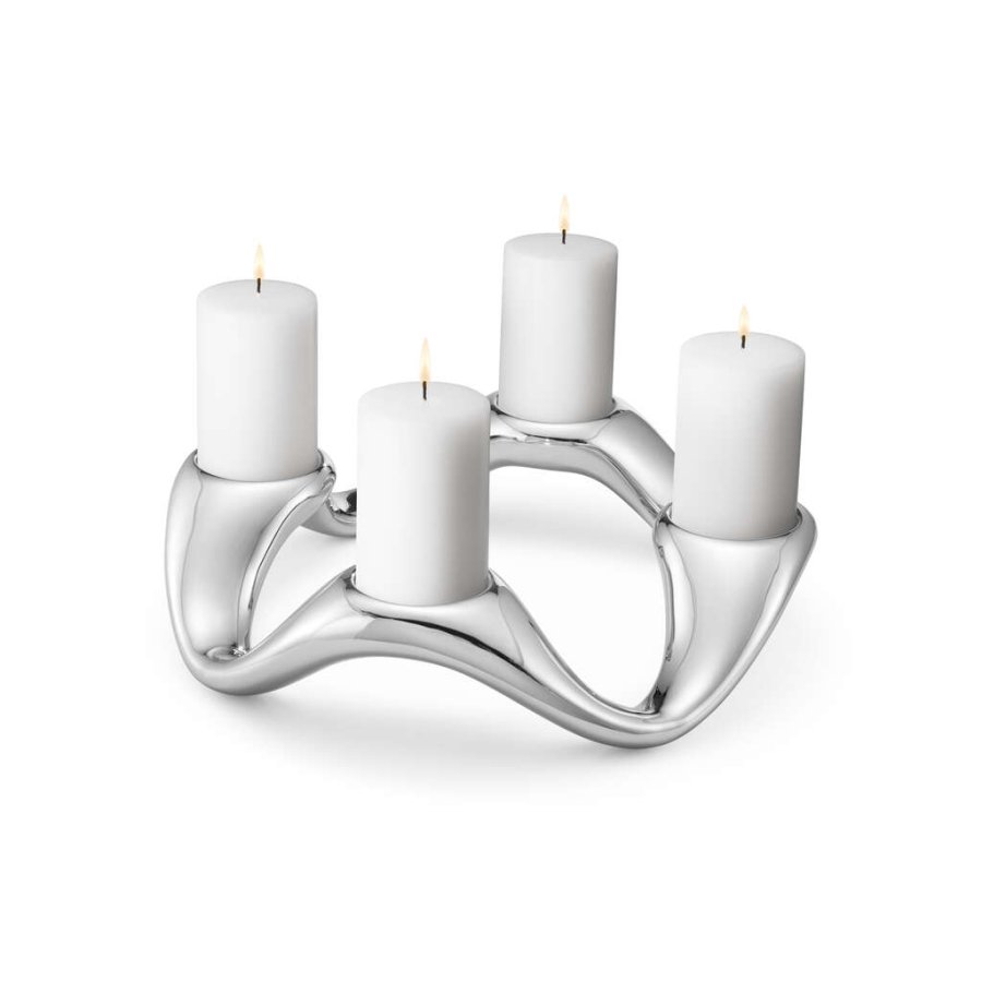 Georg Jensen Cobra Runder Kerzenständer, Stahl glänzend