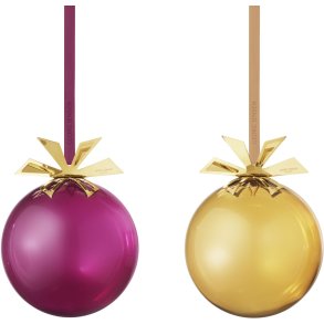 Georg Jensen Glas-Weihnachtskugeln 2er Set 8cm, Bordeaux/Gold